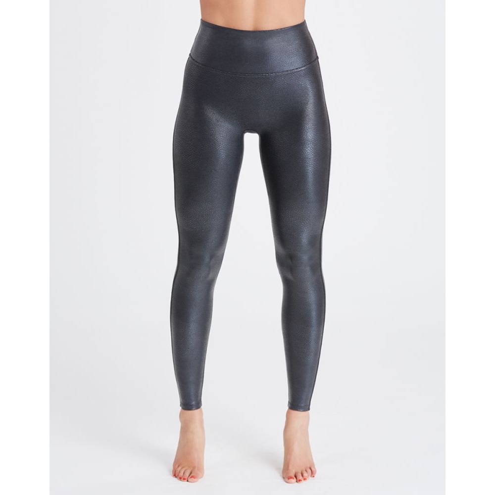 Spanx Faux Leather Croc Leggings in Color Gunmetal - Picture 4 of 7
